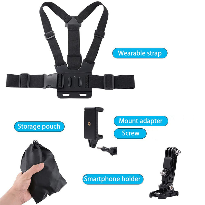 [AUSTRALIA] - Mobile Phone Chest Mount Strap Holder Helmet Mount for Action Camera for POV Gopro Akaso Samsung iPhone 