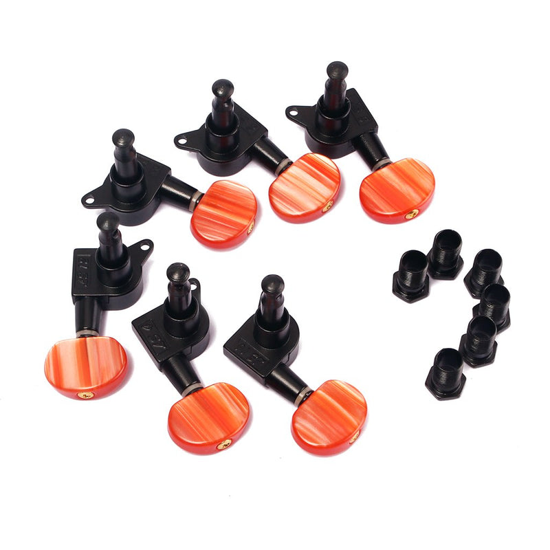 Alnicov Guitar String Tuning Pegs Sealed Guitar Turner Machine Heads For Electric Or Acoustic Guitar,Black+Red