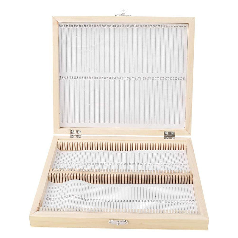 Wooden Slides Storage Box Microscope Slides Large Capacity Up to 100pcs Slices Biology Glass Prepared Microscope Slides Specimens Protect Case 22.8 * 18.8 * 3.5cm