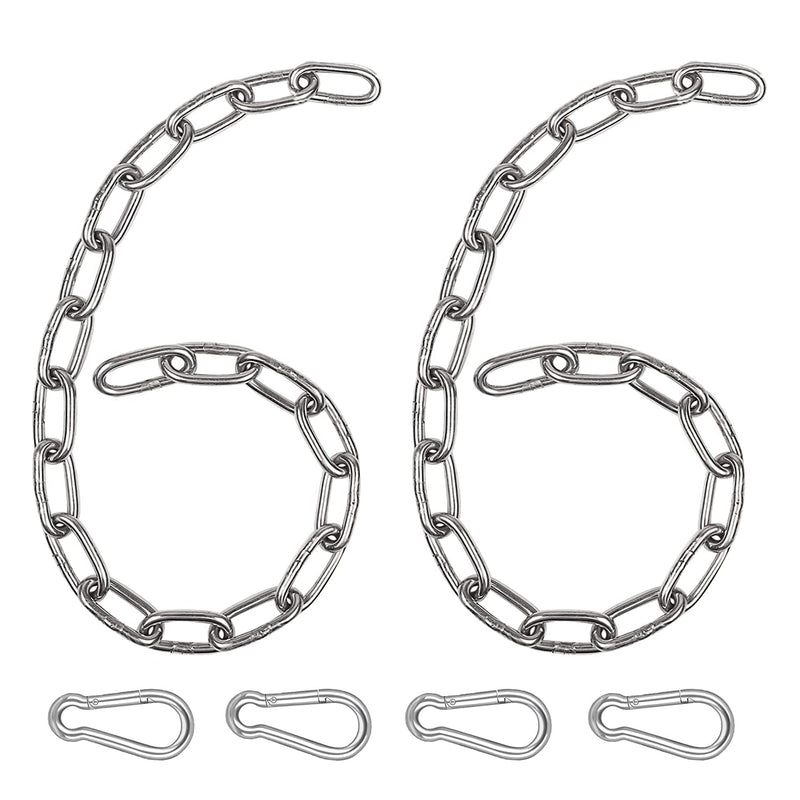 Hammock Hanging Chain 2PCS Porch Swing Chain Hanging Chair Chain with 4 Carabiners Hammock Chair Hardware for Indoor Outdoor Playground Hanging Chair Hammock Chair Punching Bags(23") (2) 2