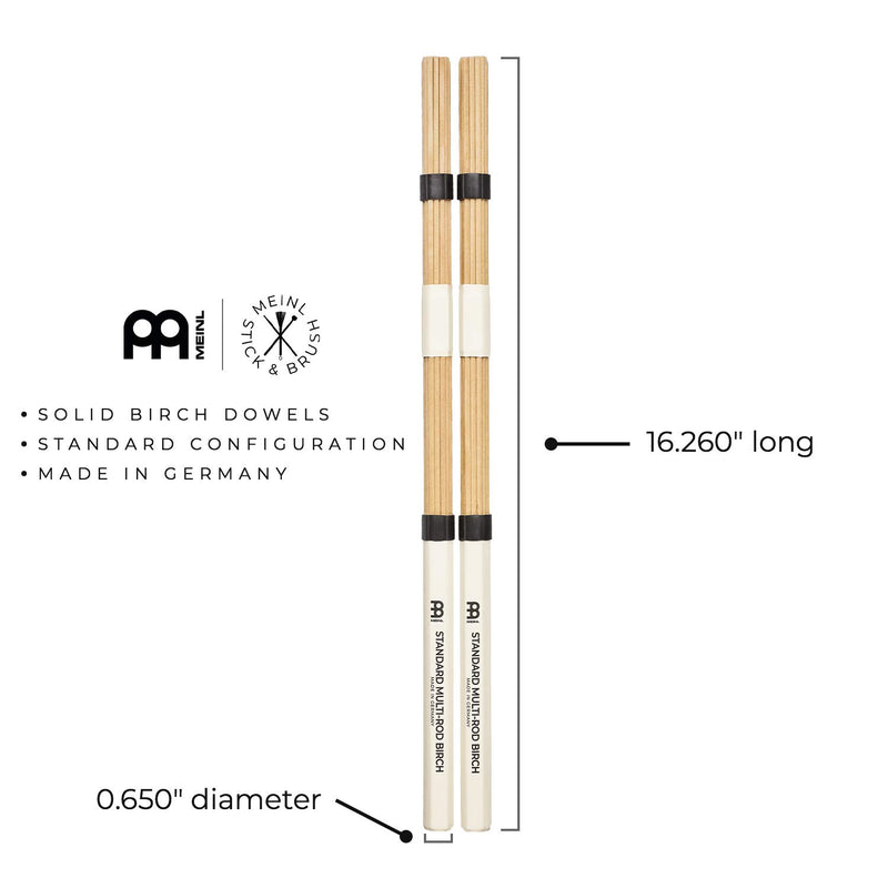 Meinl Stick & Brush Multi-Rod Bundle Sticks with Solid Birch Dowels and Adjustable Rings, Standard Size - MADE IN GERMANY (SB200)