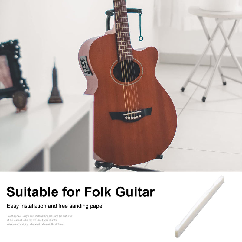 MAXCHEER 6 String Acoustic Guitar Bone Bridge Saddle and Nut Made of Real Bone (2 set Acousitc Bone Saddle and Nut) 2 set Acousitc Bone Saddle and Nut