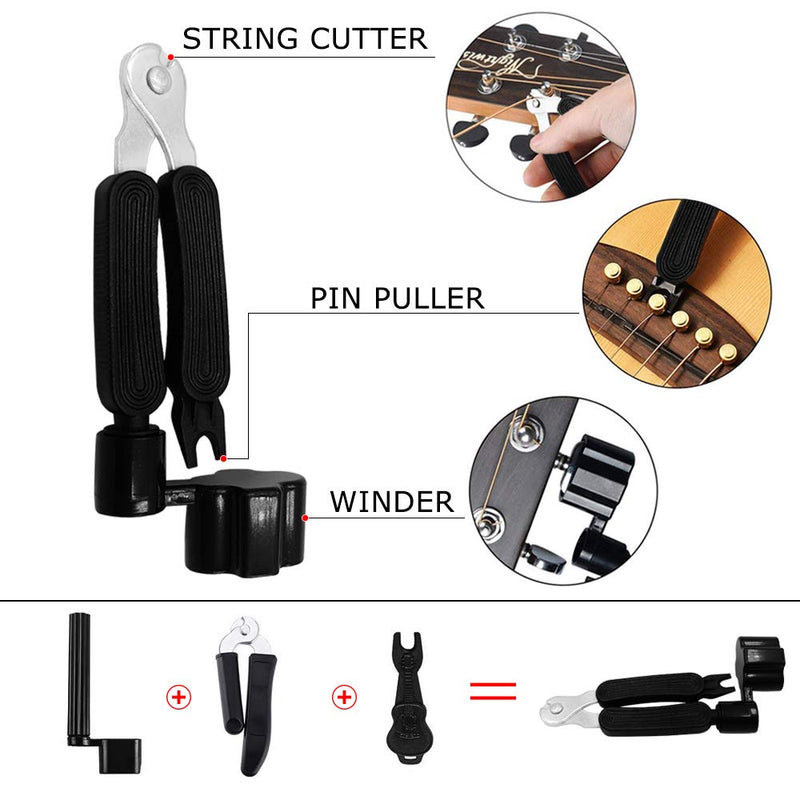 LOMEVE Guitar Accessories Kit Include Acoustic Guitar Strings, Tuner, Capo, 3-in-1 Restring Tool, Picks, Pick Holder, Bridge Pins, Nuts & Saddles, Finger Protector, Finger Picks, Chord Chart (58PCS) 58pcs
