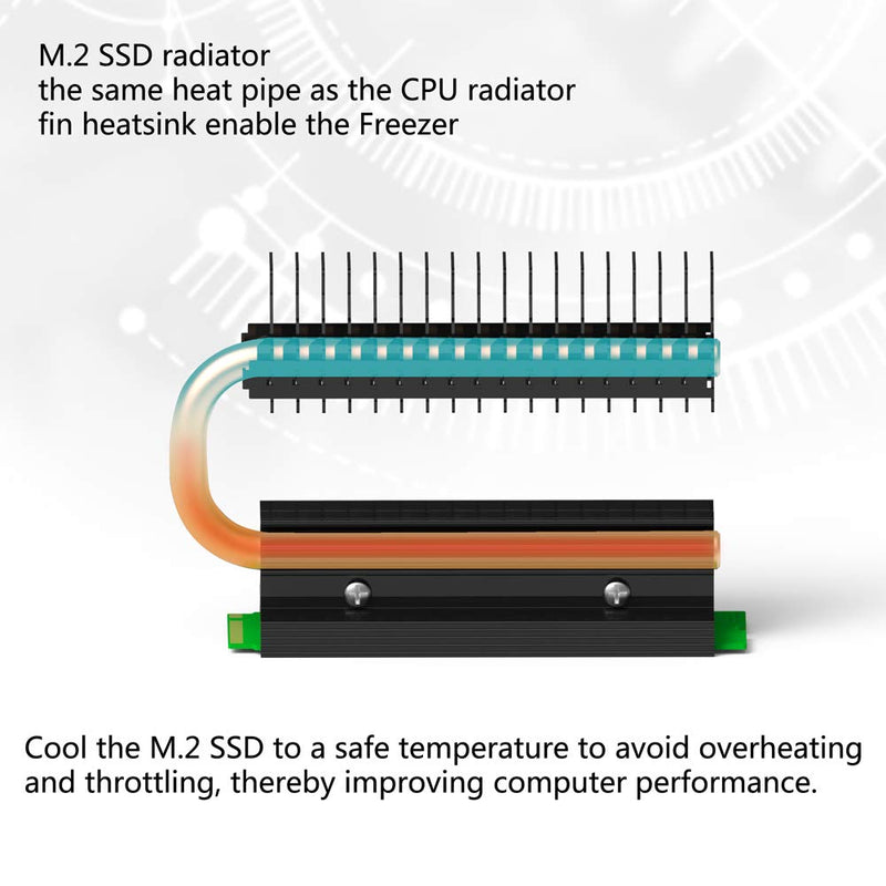 XINSHIS - M.2 Heatsink NVMe NGFF SATA M.2 SSD Heatsink Thermal Module, Compatible for PCIE NVME M.2 2280 SSD Radiator and SATA M.2 2280 SSD Heatsink, with Heat Pipe and Silicon Thermal pad