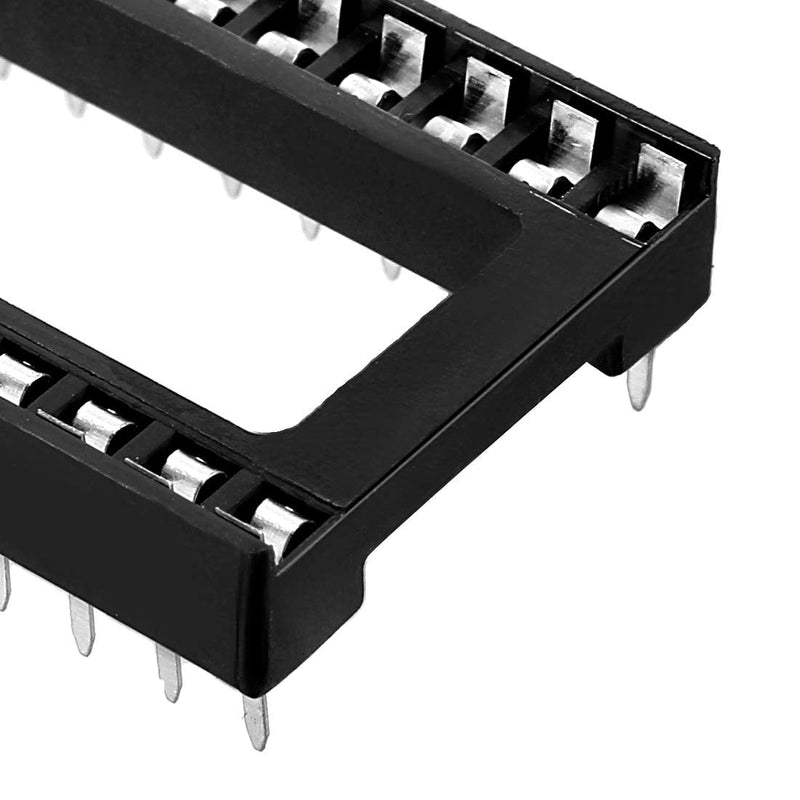 uxcell 25pcs DIP IC Chip Socket Adaptor Solder Type 2.54mm Pitch Dual Row 28 Flat Pin 15.24mm Row Pitch