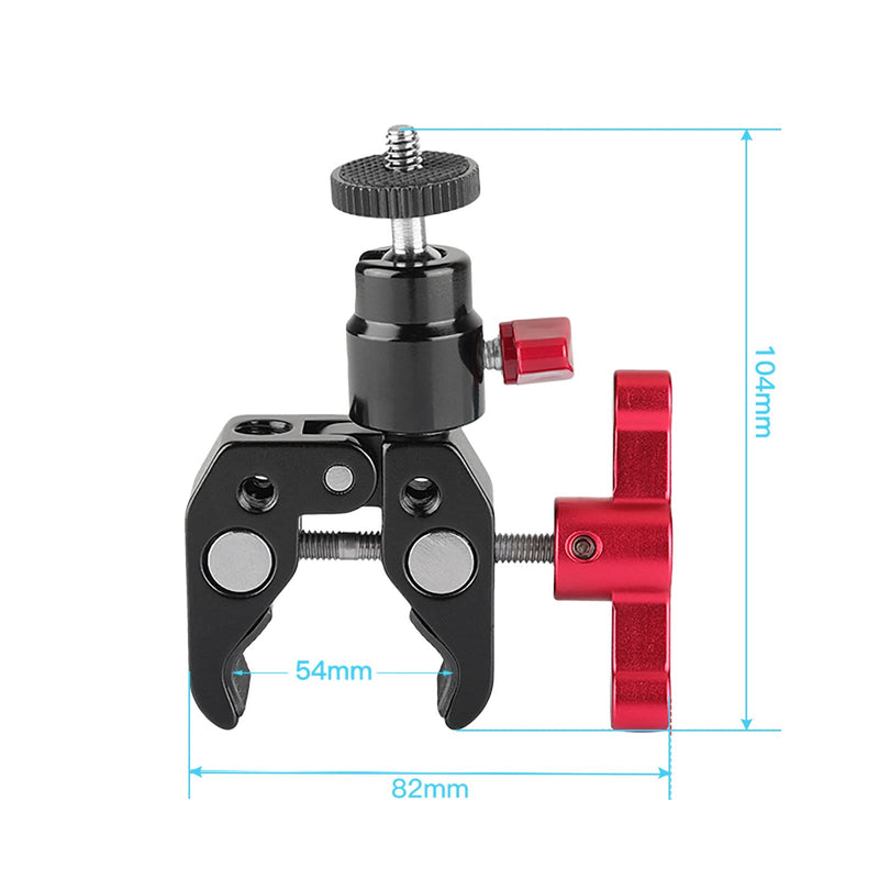CAMVATE Super Clamp Articulated Mini Ball Head Mount with1/4-20 Screw for DSLR Camera DIY Accessories(Red) - 1669