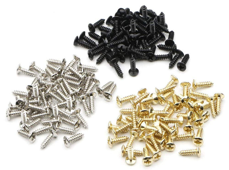 Liyafy Guitar Bass Pickguard Backplate Mounting Screws for ST TL LP SG Guitar Parts Black Silver Golden Pack of 150Pcs