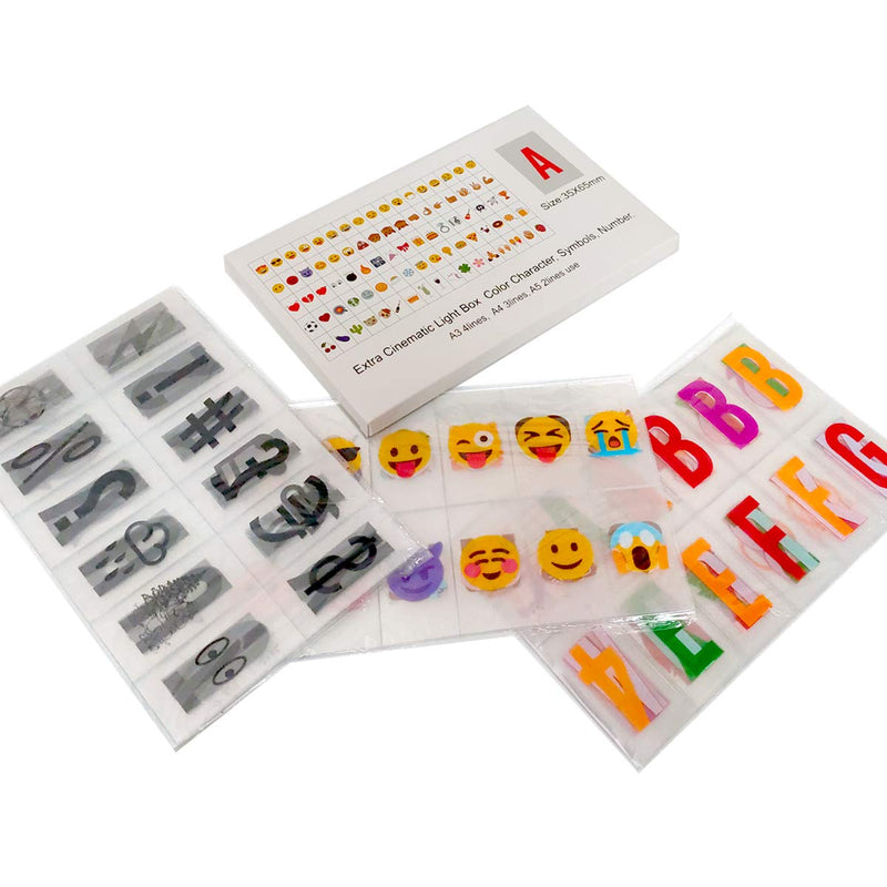 Sanyan 293 Black & Color Letters, Numbers, Emojis & Symbols for Use with A4 Cinematic Light box USE, Plastic, New version