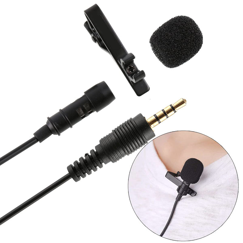 Camidy Clip On Lapel Microphone,Mini Hands Free Lavalier Mic 3.5mm Jack Wired Omnidirectional Condenser Microphone for Voice Recording