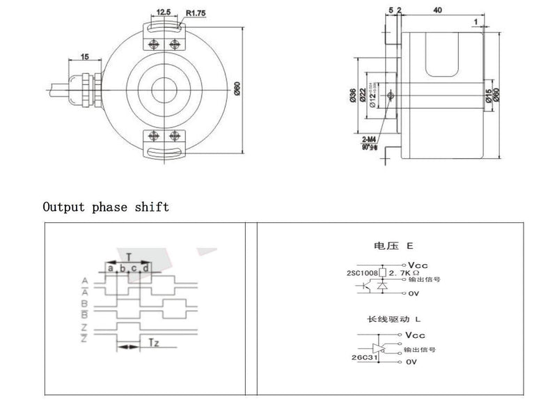 60mm Outer Diameter 10mm Aperture Hollow Shaft Rotary Encoder 5VDC line Drive Output Lne Driver Output 1024 P/R