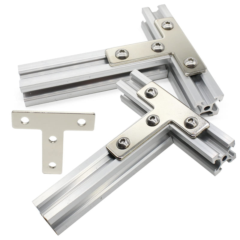 10 Sets Aluminum Extrusion T Brackets 10Pcs 2020 Aluminum Profiles Joint Brackets Plate Connector with 40Pcs M5 T Slot Nuts and Bolts for T Slot Rail 2020 T Slot Aluminum Extrusion