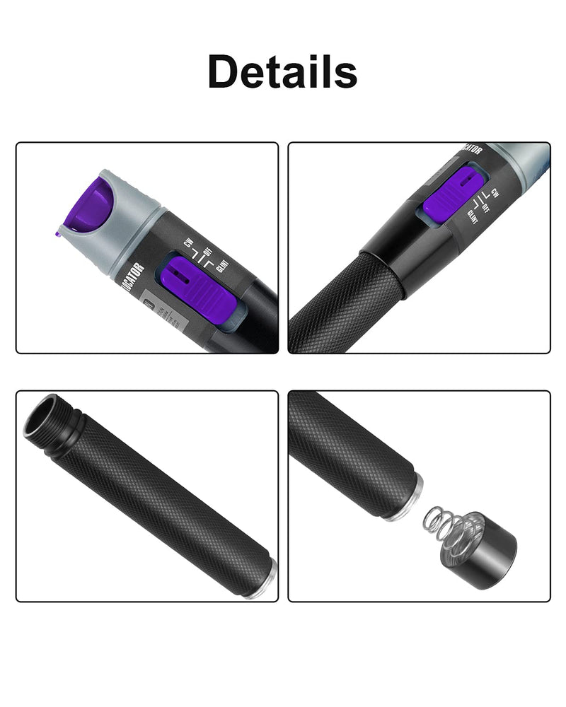 [AUSTRALIA] - Moocci Fiber Optic Visual Fault Locator 30MW 30KM Fiber Light Tester VFL Tester Kit Including Red Light Fiber Optic Cable Tester Meter with Single Mode 9/125um FC Male to LC Female Adapter (2) Purple Switch 