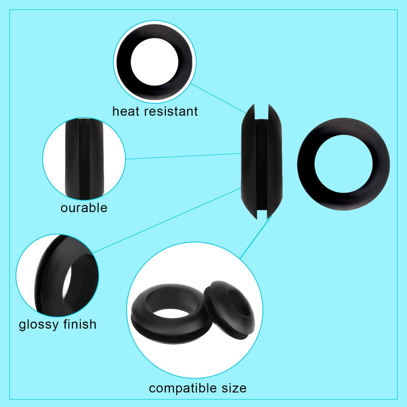 AIEX 205pcs Rubber Grommet Kit, Rubber Wire Grommets with Compact Assortment Box Black Ring Rubber Grommet for Wiring, Plumbing and Automotive