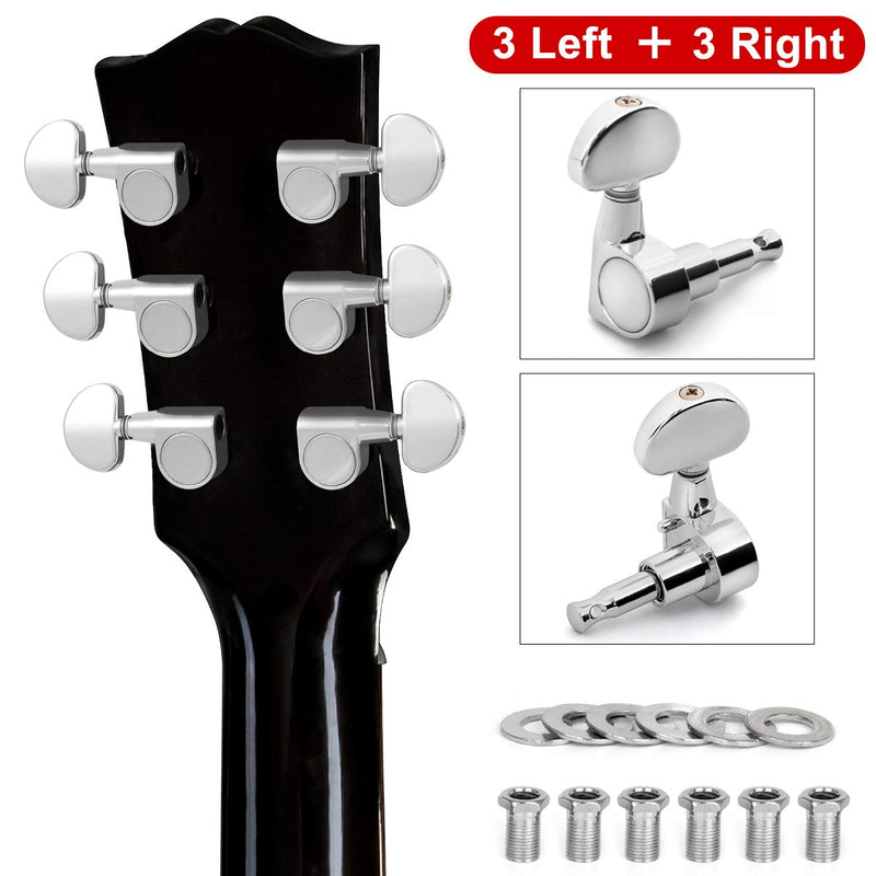 lotmusic Guitar Tuning Pegs, Tuners Machine, 18:1 3L3R, Tuner Keys Heads, Closed Chrome for Guitars Luthier DIY Repair (Shape B)