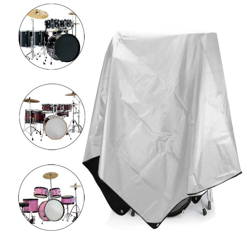Drum Set CoverPVC Coating Drum Cover, Drum Accessories, Electric Drum Kit Cover with Sewn-in Weighted Corners, Drum Sets Accessories (80"x 108", white)