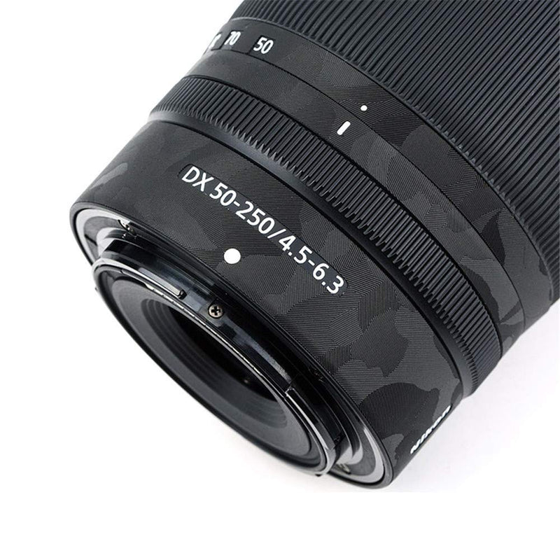 Anti-Scratch Lens & Lens Hood Cover Skin Sticker Protector Film for Nikon Nikkor Z DX 50-250mm F4.5-6.3 VR Lens & HB-90A Lens Hood Skin Guard Shield on Nikon Z 50 Z50 - Shadow Black Camouflage Pattern