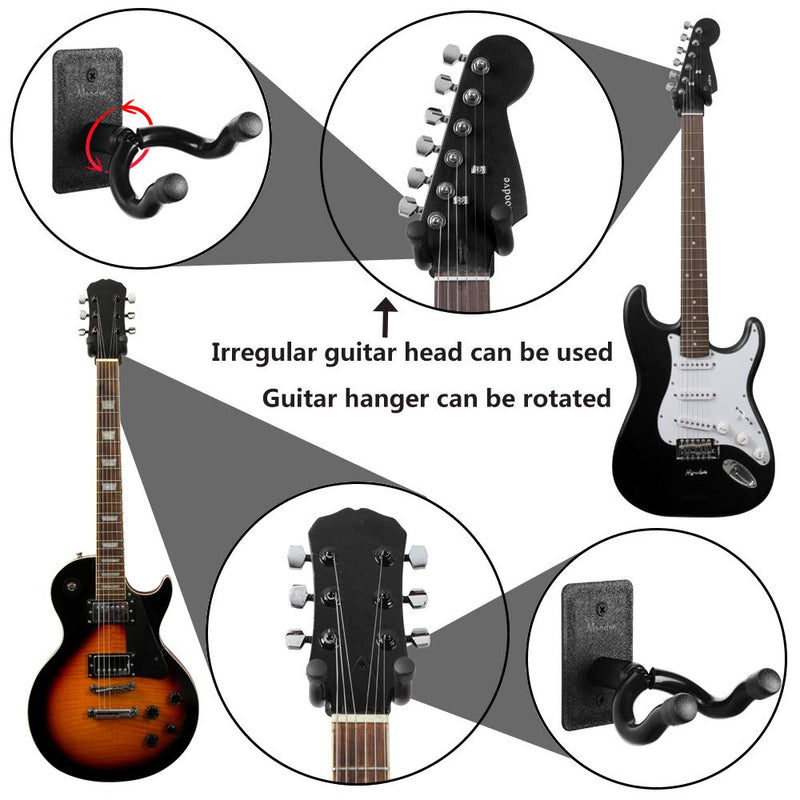 Guitar Wall Mount Hanger, Moodve Premium &Metal Guitar Hanger, Black Guitar Holder Stand, Guitar Hook For Acoustic Guitar, Electric Guitar, Bass and Ukulele