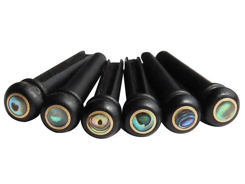 Blisstime 6pcs Ebony Guitar Pins Inlaid Abalone Dot Acoustic Guitar Replacement Parts