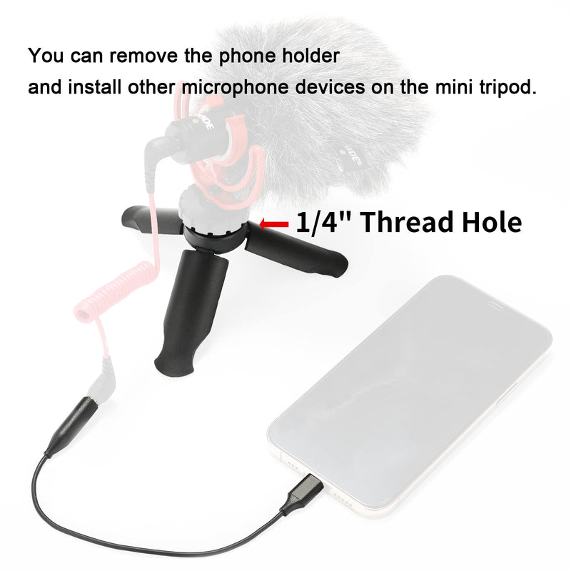 GODOX Handheld Adapter ML-H for MoveLink M1/M2 Wireless Microphone System,USBC Male to 3.5mm TRS Female Adpator,with Mini Tripod Phone Holder Set for Interviews,Hosting,Live Streaming