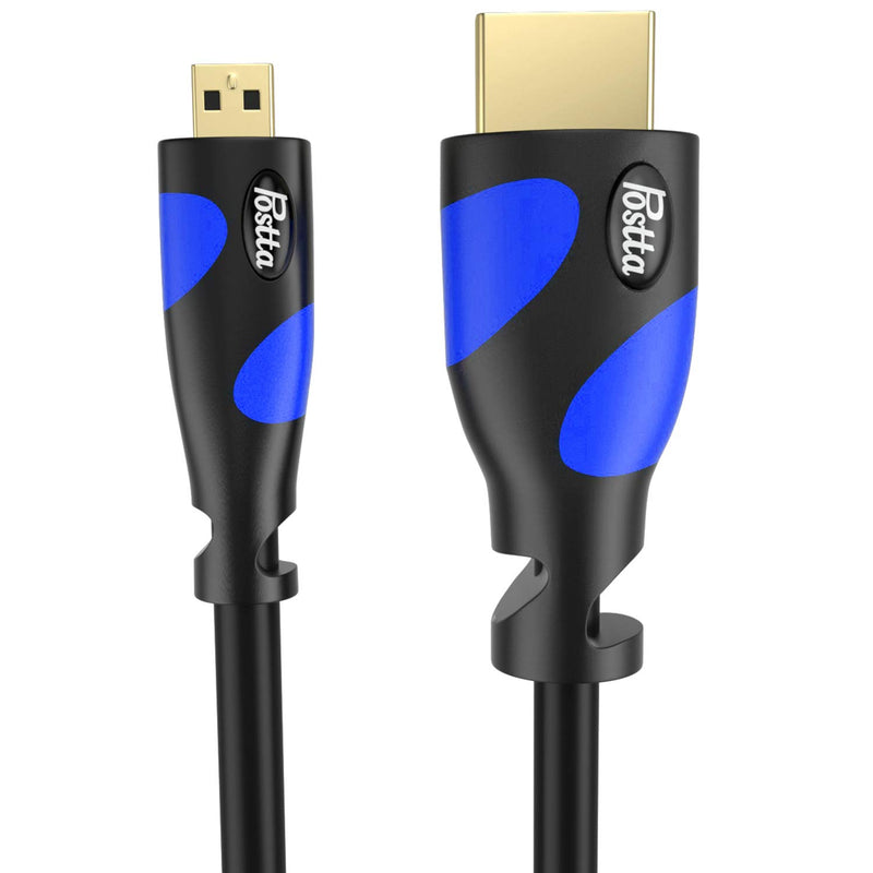 Micro HDMI Cable 10 Feet Postta Micro HDMI to HDMI Adapter Cable Support 4K,1080P,3D,Ethernet-Blue 10FT Blue