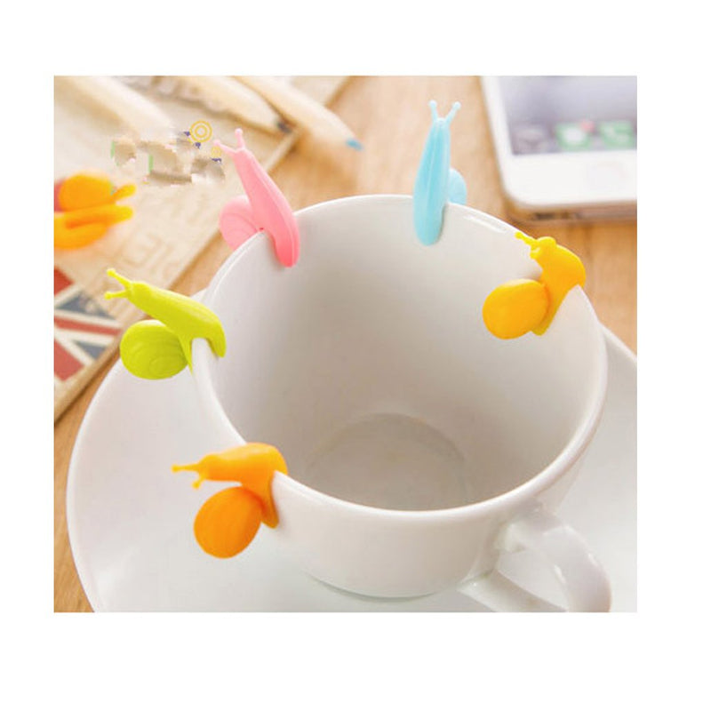 WZYuan Pack of 10pcs Candy Colors Colorful Cute Silicone Snail Shape Cup Mug Tea Bag Holder Clips