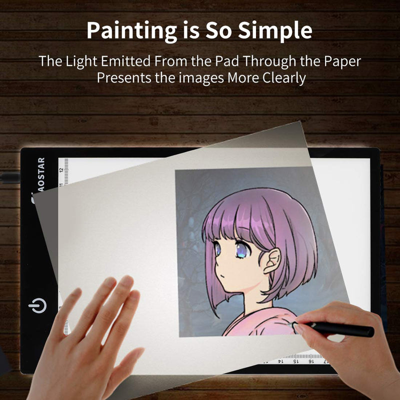 A5 Light Box Drawing Pad, Tracing Table with Brightness Adjustable for Artists, AnimationDrawing, Sketching, Animation, X-ray Viewing(A5-B) A5