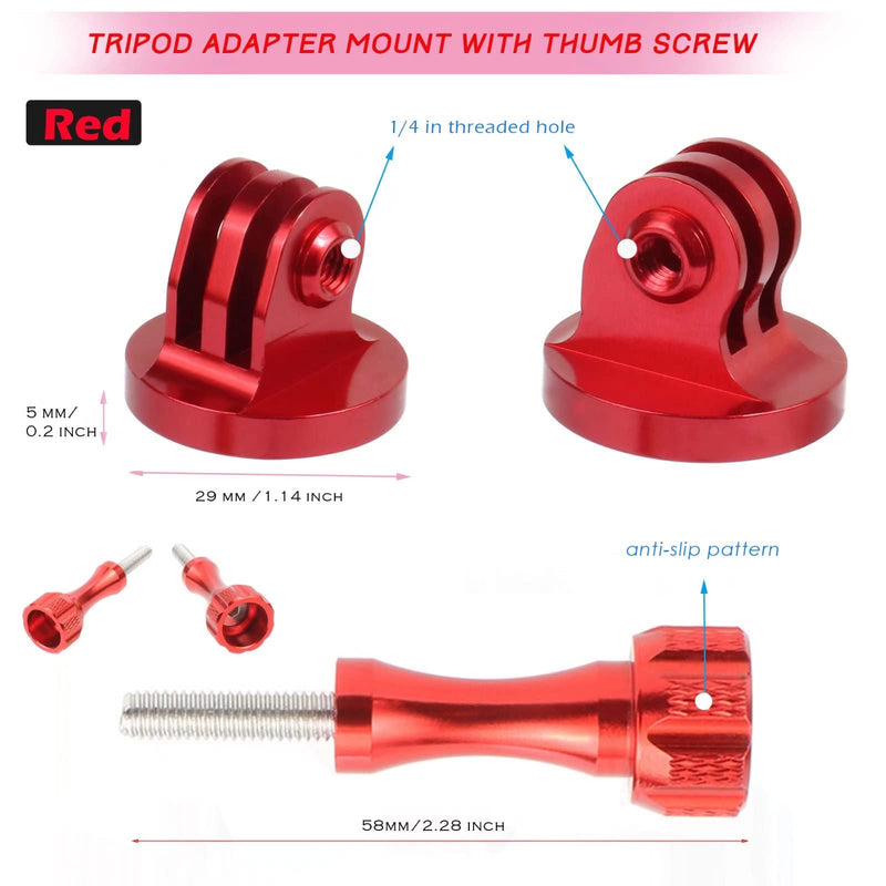 Alumium Tripod Mount Adapter, Gopro Threaded Mount Adapter,Action Camera Tripod Aluminum Mount,for GoPro Max, GoPro Hero, DJI Osmo Action Camera （Two Groups） Aluminum alloy seat