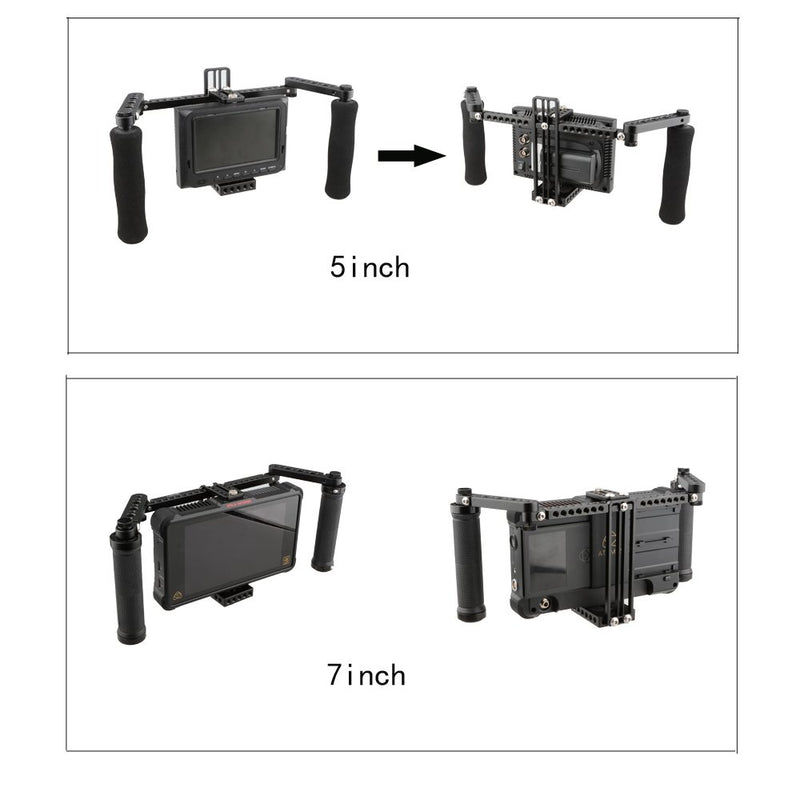 CAMVATE Monitor Cage with Adjustable Handles for 5 inch and 7 inch LCD Monitors