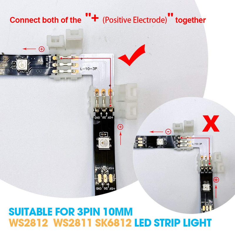 [AUSTRALIA] - 3 Pins RGB LED Strip Connectors L Shape 6 Pack GIDERWEL LED Strip Light 10mm Right Angle Corner Solderless Connector/Cut-End to Cut-End Connector for 5050 WS2811 WS2812 RGB Strip Light 3 Pin L Shape Led Strip Connector 
