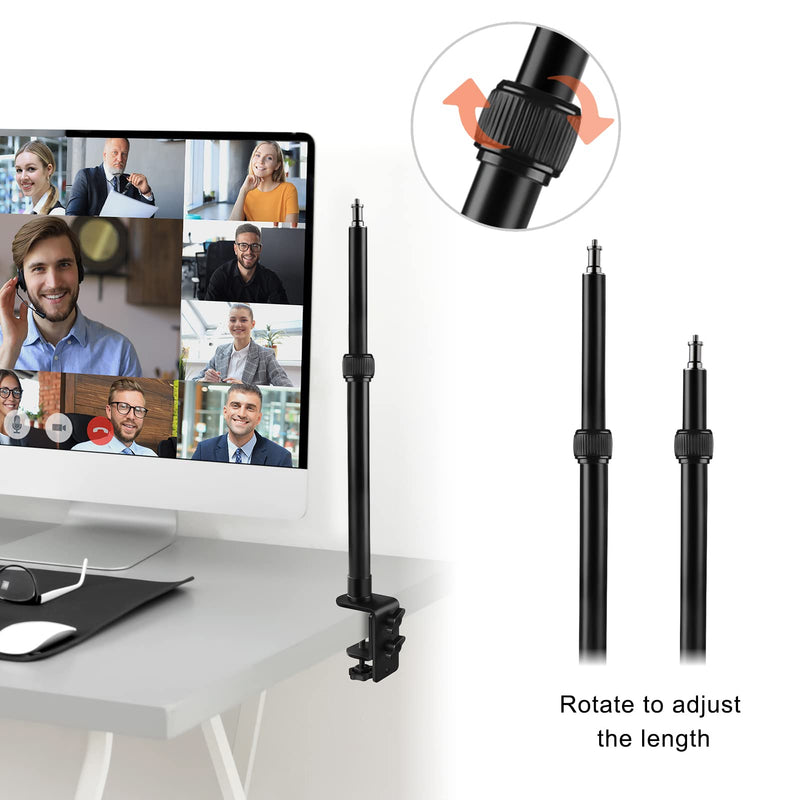 Tinpops Camera Desk Mount Stand, 12.4-20.8'' Adjustable Desktop C-Clamp Mounting Stand, Aluminum Tabletop Light Stand with 1/4'' Screw Tip for DSLR Camera, Photography Video Light, Live Streaming 12.4-20.8 Inch