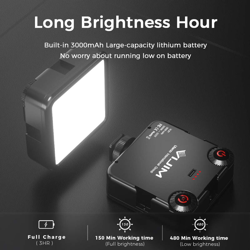 81 Beads On Camera Light, 3000mAh USB-C Rechargeable Pocket Fill Light, 3200-5600K Dual Color Temperature Vlog Mini Lamp w 3 Cold Shoe Port, Photography Video Shooting LED Light Soft Lighting - VL81