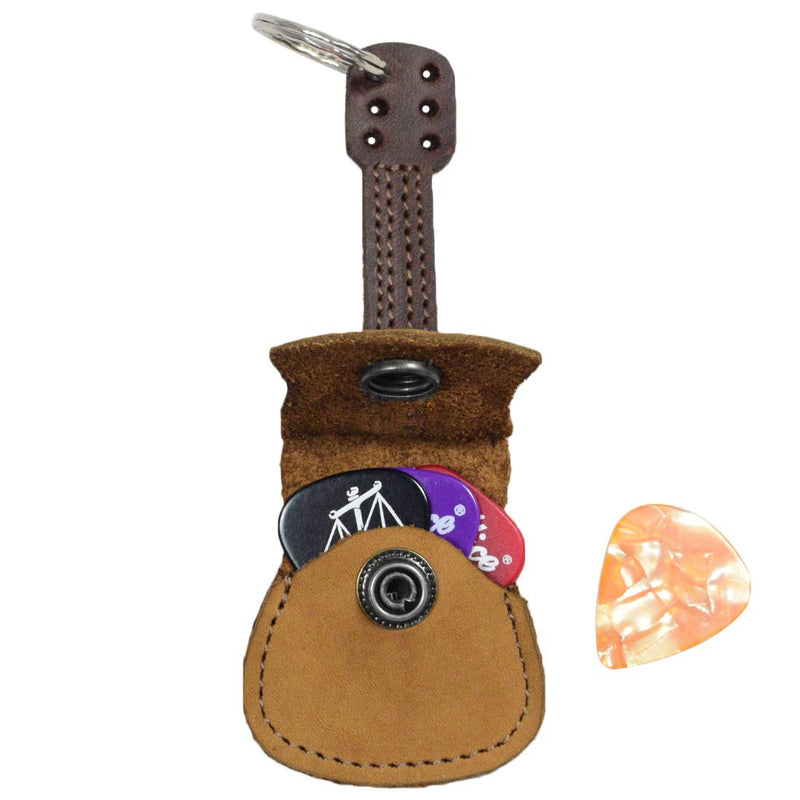 Hide & Drink, Leather Guitar Pick Holder Keychain, Picks Case Instrument Gifts Ideas for Musicians, Handmade Includes 101 Year Warranty :: Old Tobacco