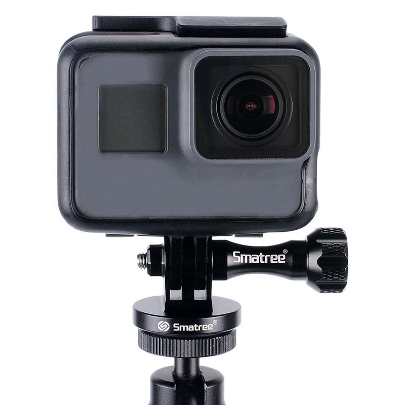 Smatree Aluminum Tripod Mount Adapter Compatible for Gopro Hero 10, 9, 8, 7, 6, 5, 4, 3+, 3, 2, 1 HD, GOPRO Hero 2018, DJI OSMO Action Camera Black