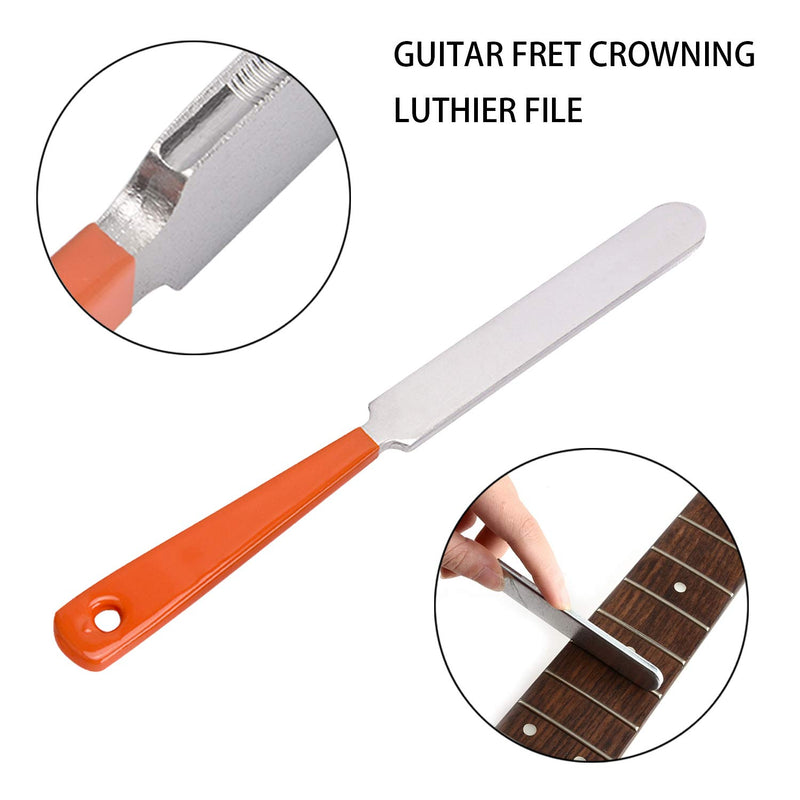 Guitar Fingerboard Luthier Tool Set, Including Guitar Fret Crowning Luthier File, Fret Leveling Beam Sanding Leveler Beam with Replacement Sandpaper & Fingerboard Guard Protectors for Guitar Bass 8PCS(Sanding Tools)
