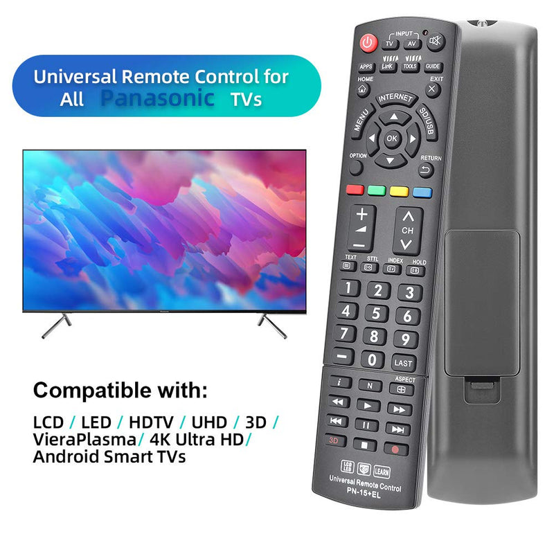 Gvirtue Universal Remote Control GPN-15 Compatible Replacement for Panasonic TV/Viera Link/HDTV/ 3D/ LCD/LED, Applicable N2QAYB000485 N2QAYB000100 N2QAYB000221 N2QAYB00048