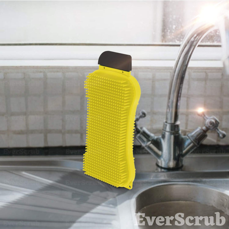 [AUSTRALIA] - EverScrub Silicone Sponge (2 Pack) Multi-Purpose Kitchen Sponge with Scrubber, Scrapper & Squeegee Functions for Easy & Scratch-Free Cleaning & Dishwashing 