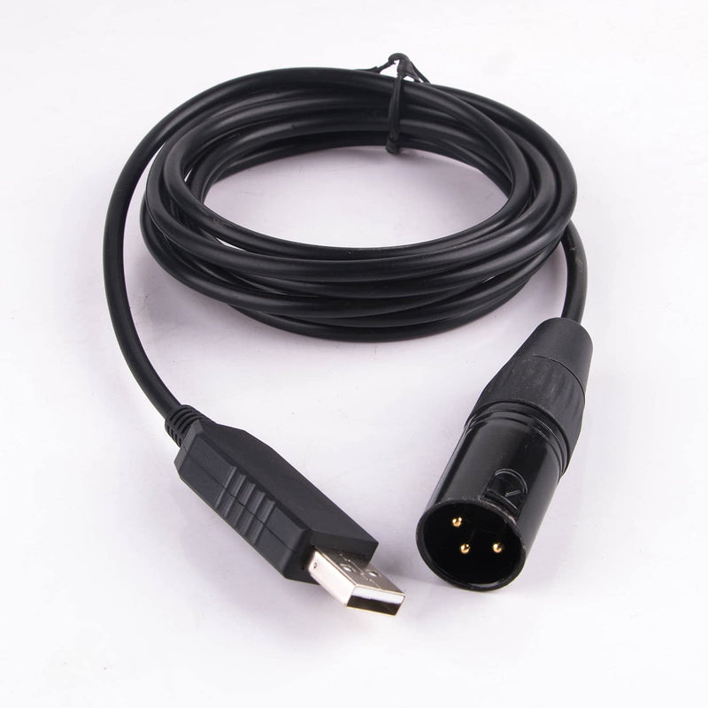 Adapter Cable USB to DMX 512 3-Pin XLR Interface Computer PC Stage Lighting Controller Dimmer USB to DMX style Software RS485 Serial Converter Cable (Black USB Housing, 16 Feet/5.0 m) Black USB case 16Fuß/5.0m
