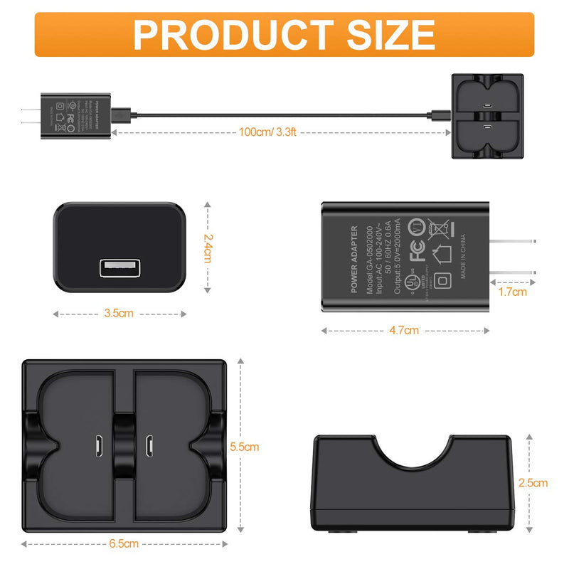 NANW Battery Charger Station Compatible with Ring Video Doorbell 2, Spotlight Cam Battery, Peephole Cam & Stick Up Cam Battery (Batteries NOT Included), Portable Dual Port Charging