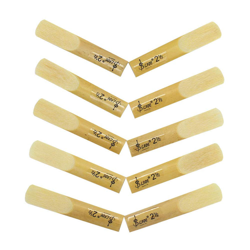 Bnineteenteam Tenor Saxophone Reeds, Saxophone Bamboo Reeds Replacement Strength 2.5 Fit for Alto bB Saxophone (10 Pcs a Set