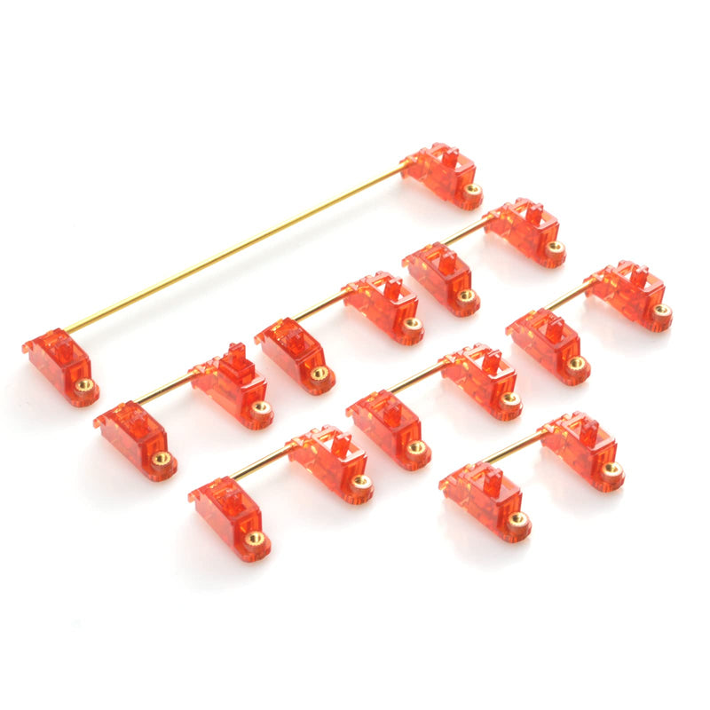 Gold-Plated PCB Screw-in Stabilizers， 2u 6.25u 7u，Keyboard Stabilizers ，with Nylon Washers （Golden Wire+ Red 100% Keyboard） Golden wire+ Red 104 Set