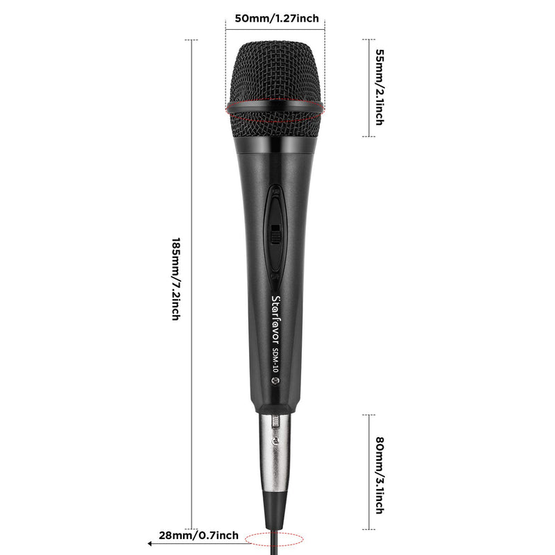Dynamic Vocal Microphone Karaoke Mic Handheld Wired Moving Coil Cardioid Unidirection with 13.5 ft Cord XLR Cable Starfavor SDM-10