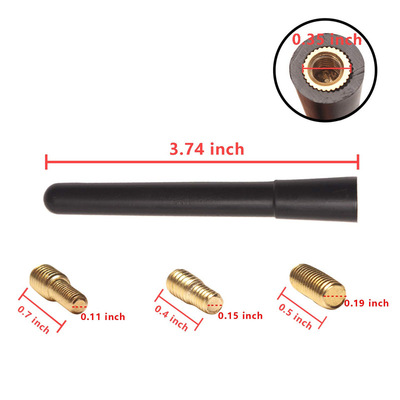 Beneges 4 Inch Stubby Replacement Antenna Compatible with 2007-2019 Jeep Wrangler JK JKU JL JLU, Optimized FM/AM Reception. 4 Inch Antenna