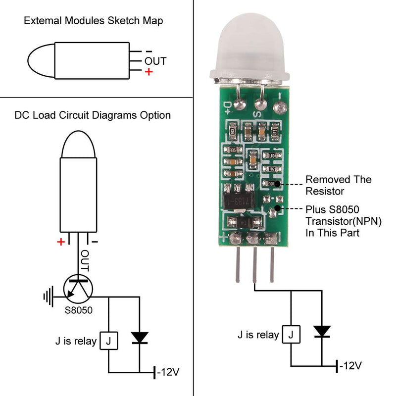 AITRIP 6PCS Human Motion Sensor HC-SR505 Mini Infrared PIR Detector Module High Power High Efficiency Digital Measurement for Arduino Body Sensor Switch and Electronic Practice DIY