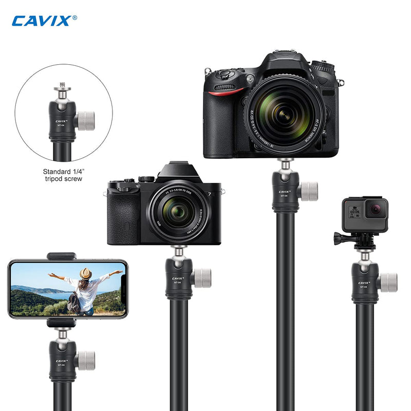 CAVIX MT-04 Mini Ball Head Cell Phone Micro Ball Head Panoramic Camera Tripod Mount w 360° Rotatable and 1/4" Thread for iPhone Phone Ring Light Stand DSLR Mirrorless Cameras Desktop Tripod Monopod 20