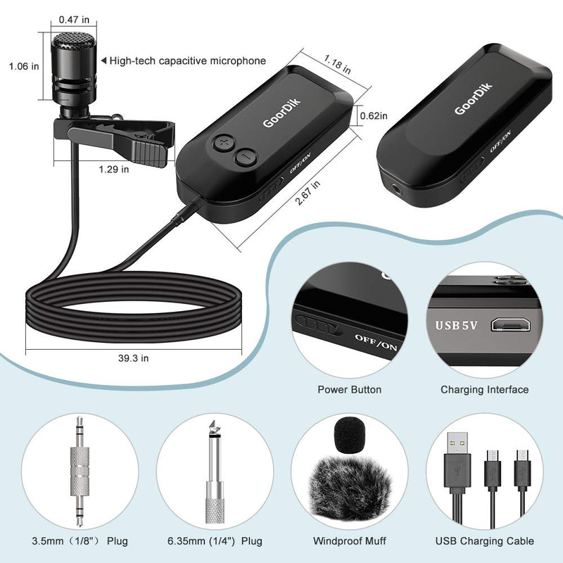 [AUSTRALIA] - Professional 2.4G Wireless Microphone Set, Wireless Lavalier Microphone with Lavalier Lapel Mics, Compatible with Bus Amplifier, PA Speaker, Home Theater and Public Speaking, Wedding, Presentations 