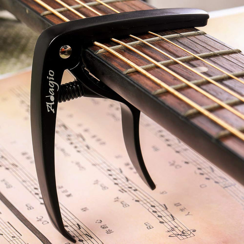 Adagio PRO DELUXE CAPO Suitable For Acoustic & Electric Guitars With Quick Release And Peg Puller In Black RRP £10.99 - Retail Packed