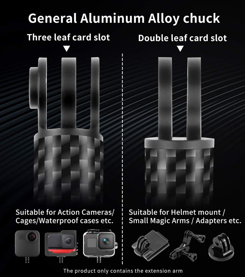 [AUSTRALIA] - FEICHAO Helmet Extension Arm Pole Mount Carbon Fiber Compatible with Gopro 9/MAX/8/7/6,Insta360 One R, DJI Osmo Action, EK7000 4K (98mm / 3.86in) 98mm / 3.86in 