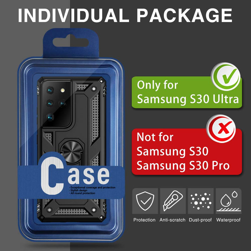 Compatible with Samsung Galaxy S21/S30 Ultra 5G Case Heavy Duty Rugged Hard Armor Military Grade Shockproof Anti-Fall Bumper Cover for Samsung S30 Ultra 5G Cases with Magnetic Ring Kickstand