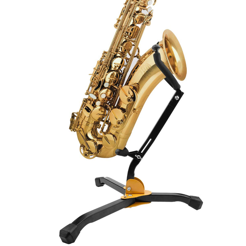 Eison Saxophone Stand Foldable Alto/Tenor Sax Stand Saxophone Bracket Sax Holder Adjustable Triangle Base with Sax Strap and Clean Cloth