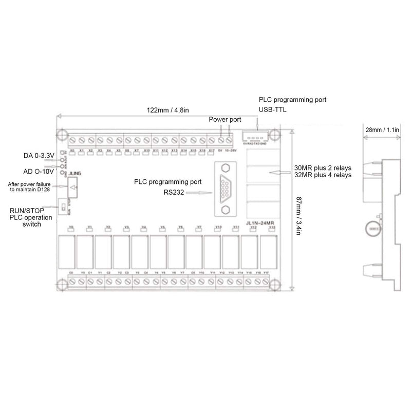 [AUSTRALIA] - PLC Control Board Programmable Logic Controller Delay Relay Module with Analog FX1N?30MR DC10?28V 